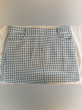 NWT Gabrielle Union Blue and White Houndstooth Skirt, Size XL